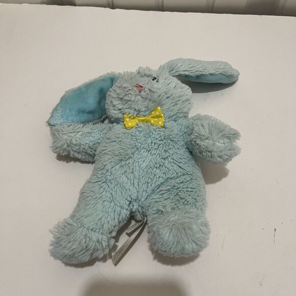 Animal Adventure Blue Fuzzy Bunny Rabbit Plush Easter 2017 Yellow Bow Tie 8" - Picture 6 of 10